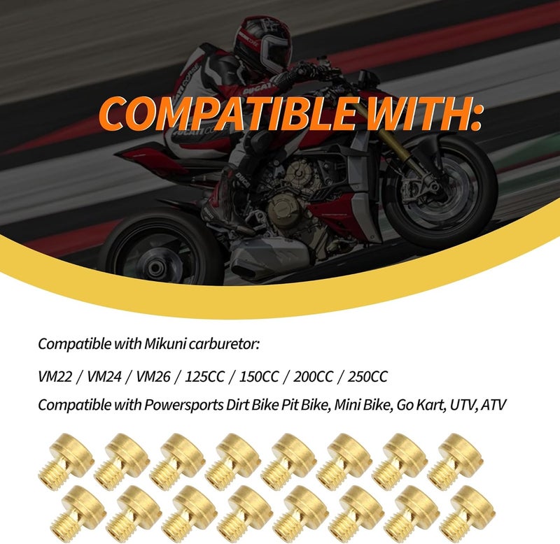 OXCANO 16PCS Carburetor Main Jet Kits # 88 90 95 98 100 105 110 115 120 125 130 135 140 145 150 155, Compatible with Mikuni VM22 VM24 VM26 125CC 150CC 200CC 250CC Carb, Compatible with Powersports - Image 5